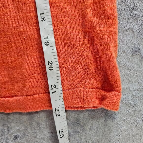 J Jill Top Shirt Womens Medium Petite Orange Linen Blend Open Sleeve Knit Casual - Picture 7 of 11